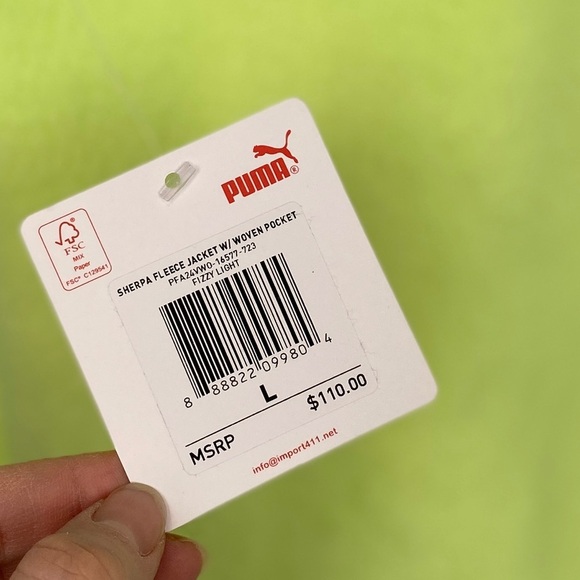 NWT Puma Womens Sherpa Fleece Jacket Neon Green Sz Large L Snap Closure Gorpcore - Picture 9 of 12